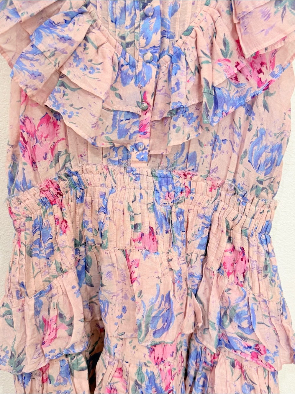 LoveShackFancy Fatima Mini Dress Pink Purple Floral Women’s Size Medium - Picture 6 of 8